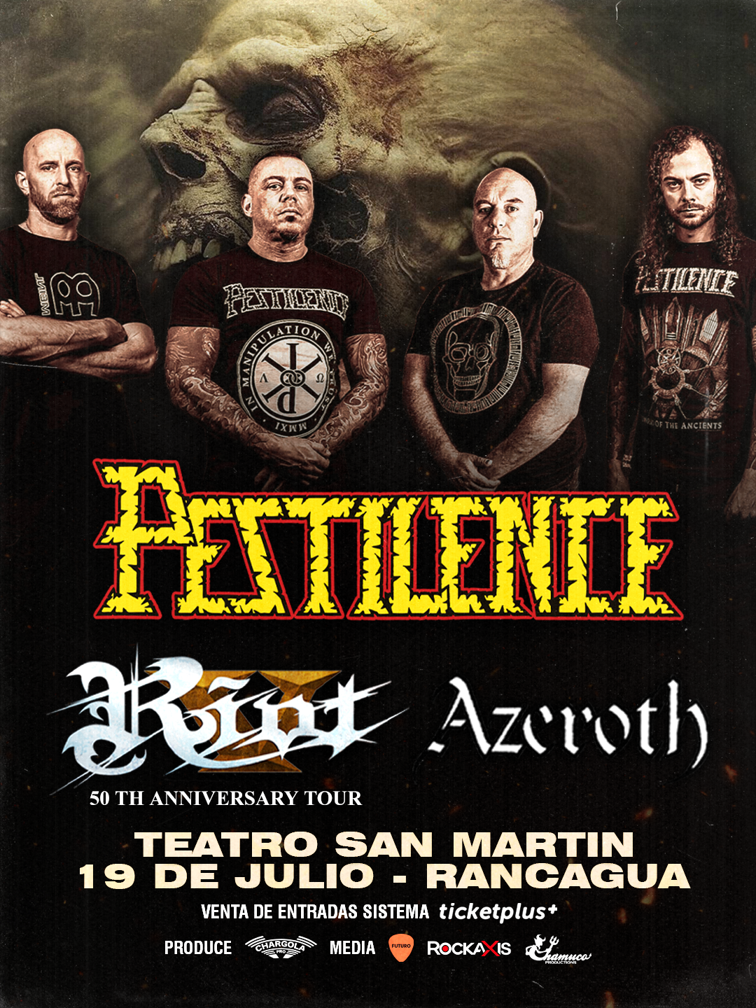 Pestilence y Riot V cancelan su presentación en Concepción de este 19 de julio